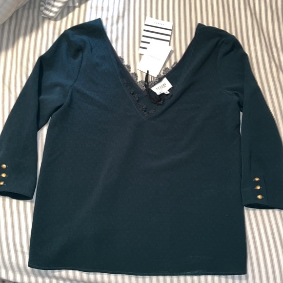Sezane Adele blouse, forest green, size 38 (small) - Picture 2 of 5